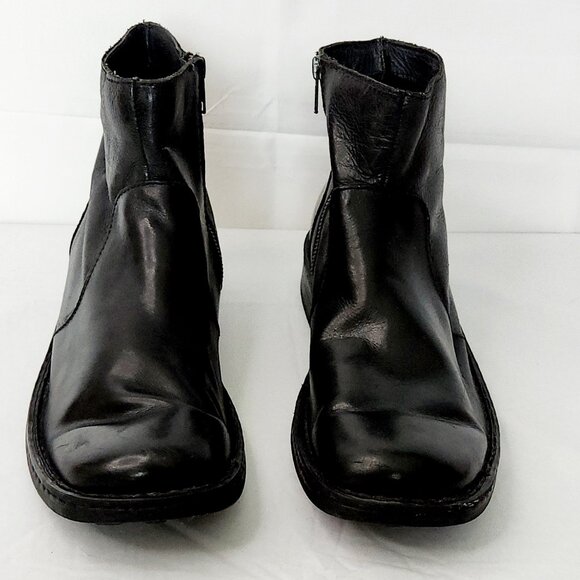Born Ward Black Leather Square Toe Casual Ankle Boots Size 10 - Picture 1 of 5